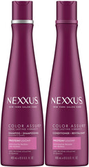 Nexxus Color Assure twin-pack bottles protect color and nourish treated hair.