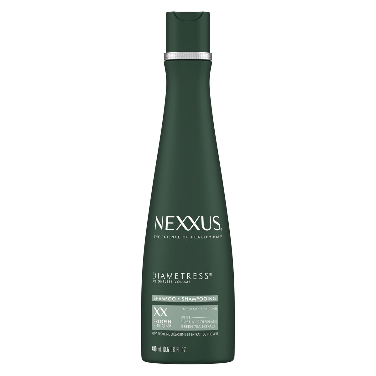 Nexxus Diametress bottle pours to boost volume on fine hair.