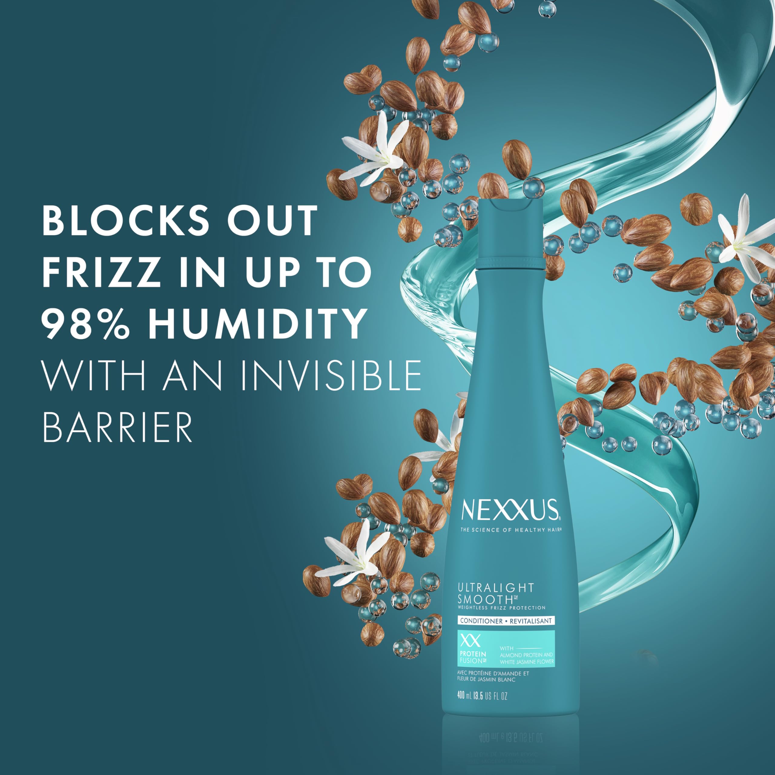 Nexxus Ultralight Smooth Conditioner being applied to hair for frizz control