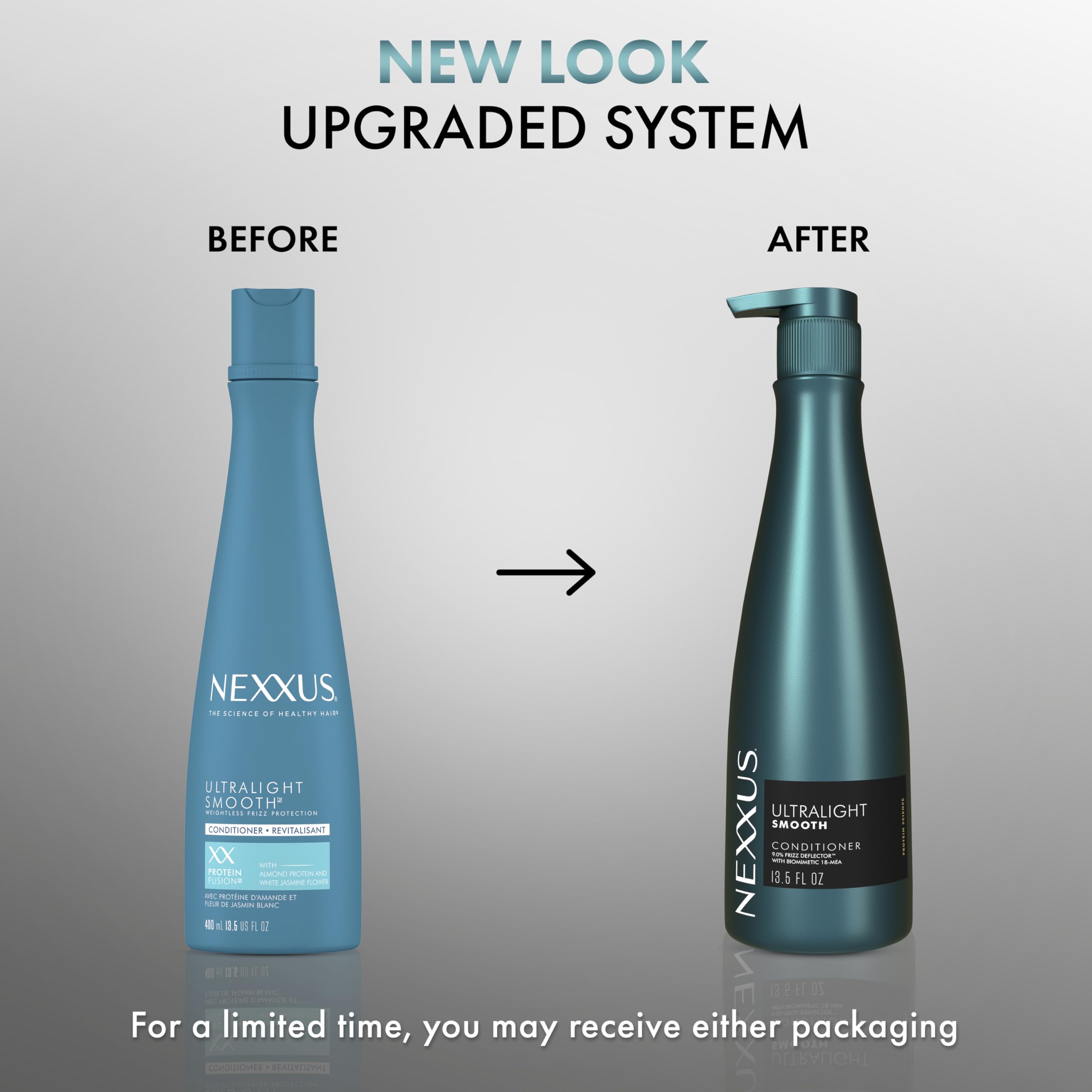 Nexxus Ultralight Smooth Conditioner ingredients label highlights PROTEINFUSION benefits