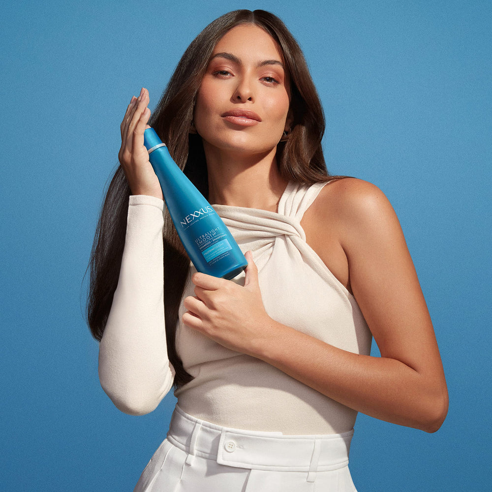 Close-up of sleek hair texture from Nexxus Ultralight Smooth