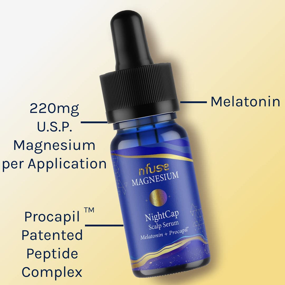 nfuse NightCap fragrance-free formula on hair for calm nightly routine