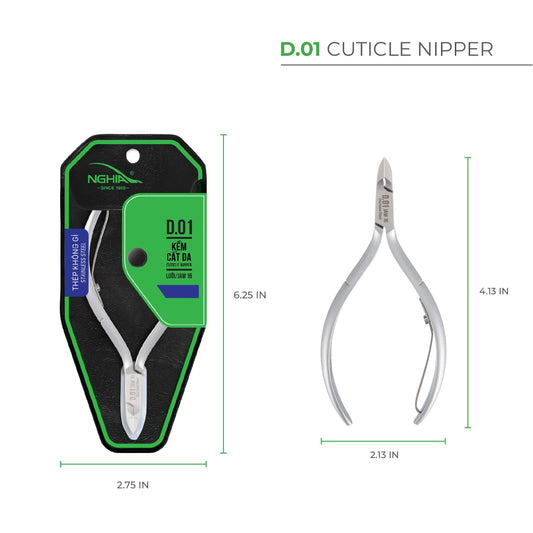 NGHIA Cuticle Nipper D-01 ergonomic grip provides steady control during manicures
