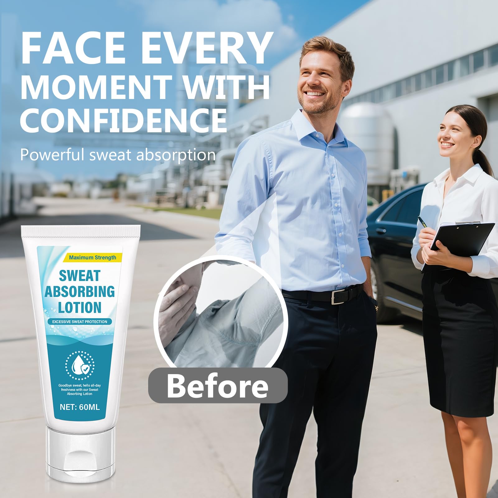 NHZ sweat-absorbing lotion application on hand demonstrates quick-dry feel.