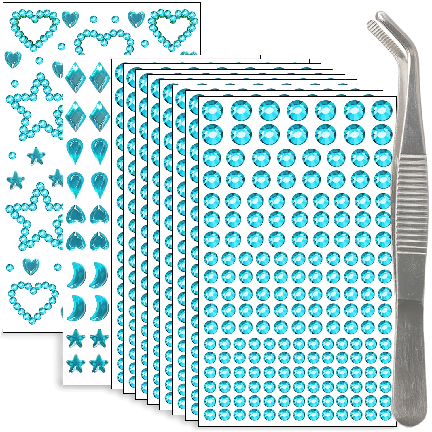 NIACONN lake blue hair jewels pack close-up for vibrant festival makeup