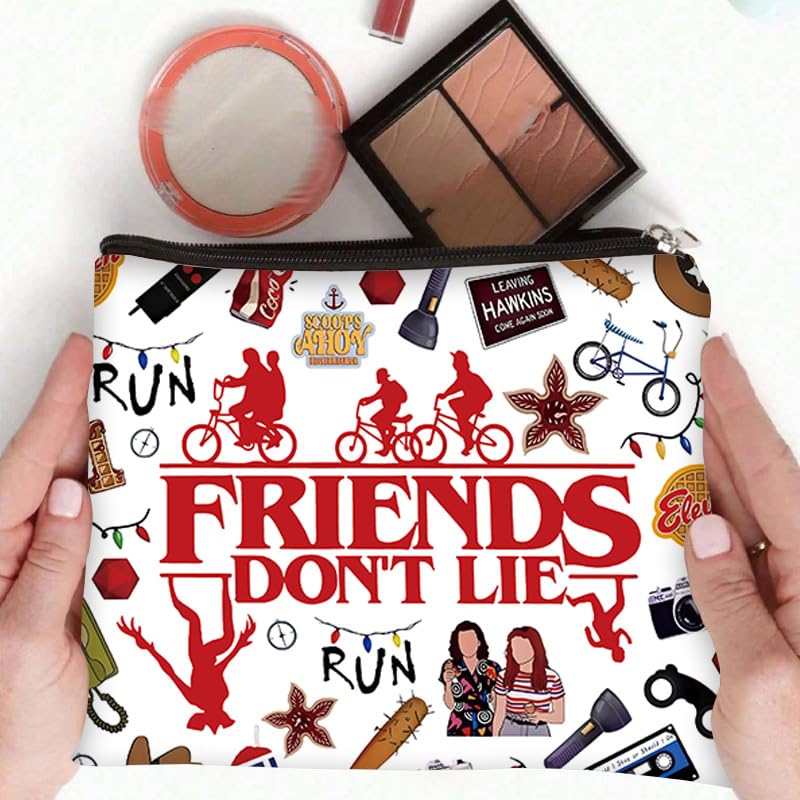Niarezom Stranger TV makeup bag durable metal zipper for smooth access.