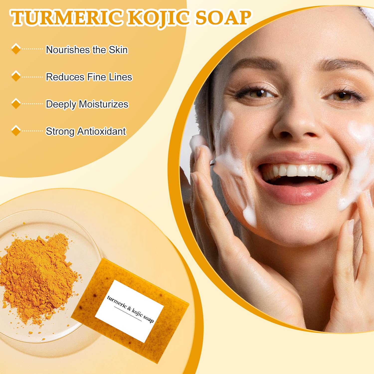 Nicgou Lemon Turmeric Soap body routine showing versatile cleansing