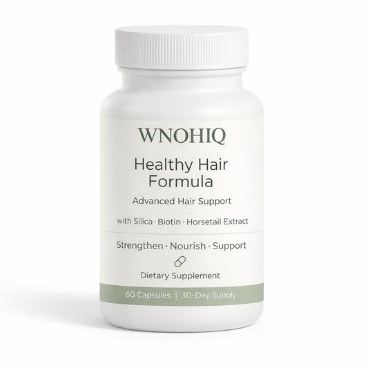 Nichalous Healthy Hair Formula bottle front view showing silica and horsetail benefits.