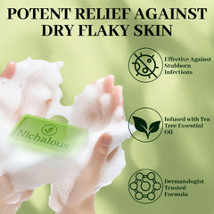 Nichalous tea tree oil closeup highlighting pure oil for clearer skin.