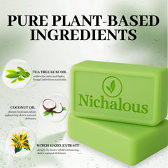 Nichalous witch hazel ingredient shot emphasizes gentle skin balance.