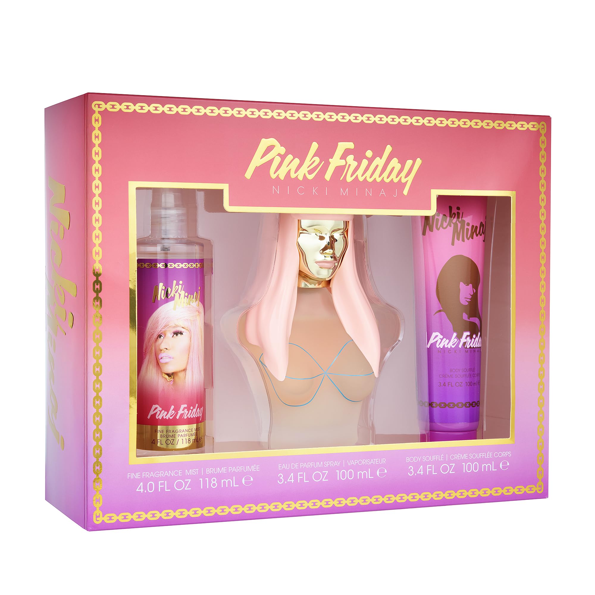 Nicki Minaj Pink Friday 3pc gift set in window box for everyday wear and signature fragrance