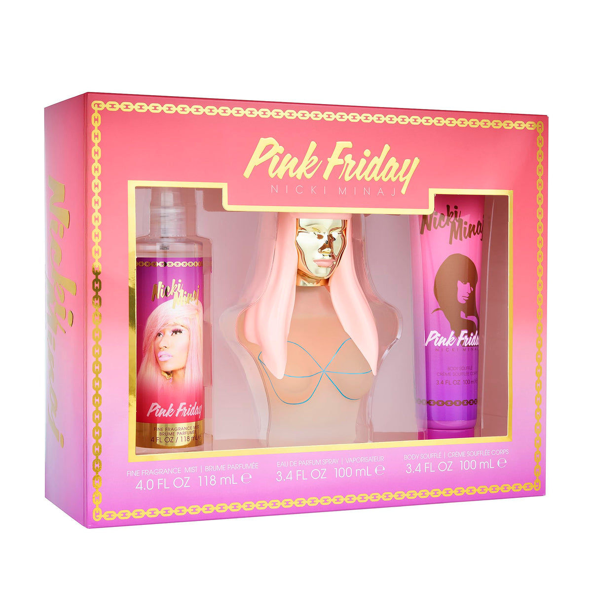 Nicki Minaj Pink Friday 3pc gift set in window box for everyday wear and signature fragrance