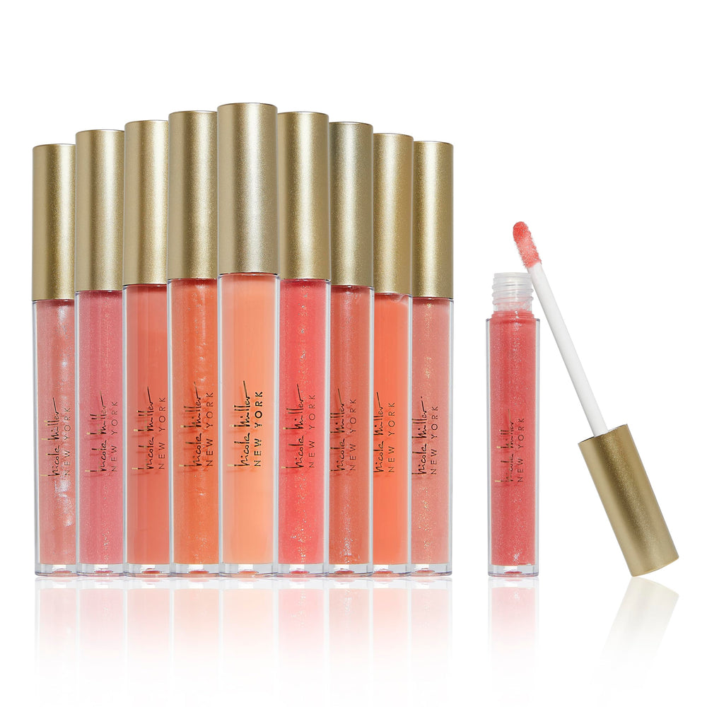 Nicole Miller New York lip gloss collection swatches for versatile day-to-night looks