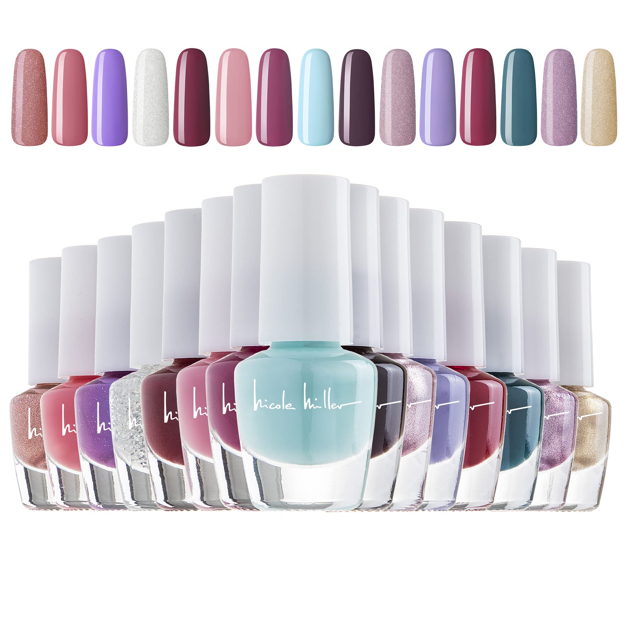 Nicole Miller New York mini nail polish palette view shows diverse colors for seasonal looks.