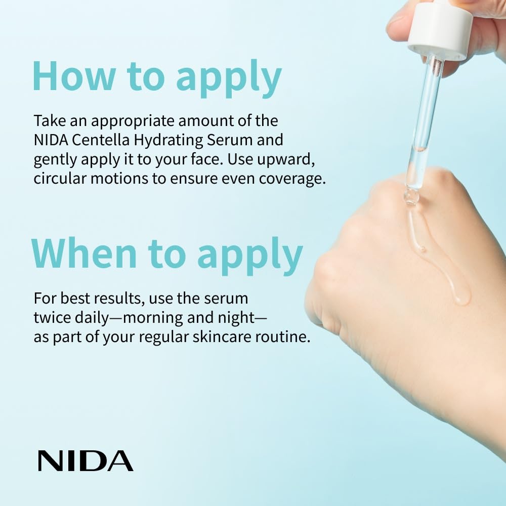NIDA Centella Hydrating Serum centella-leaf detail underscores natural calming ingredients.
