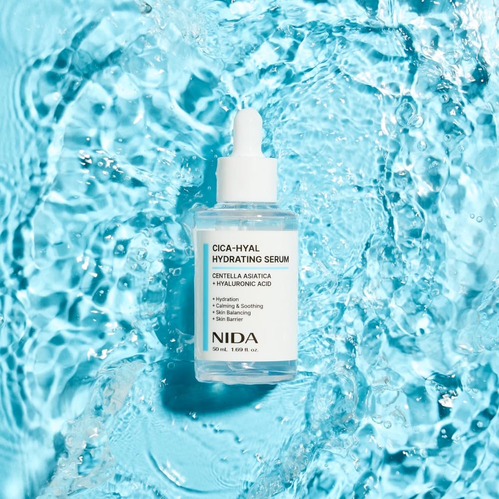 NIDA Centella Hydrating Serum even-skin-tone shot suggests balanced complexion.