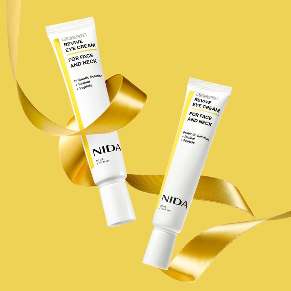NIDA Revive Eye Cream applied to face and neck for hydration.