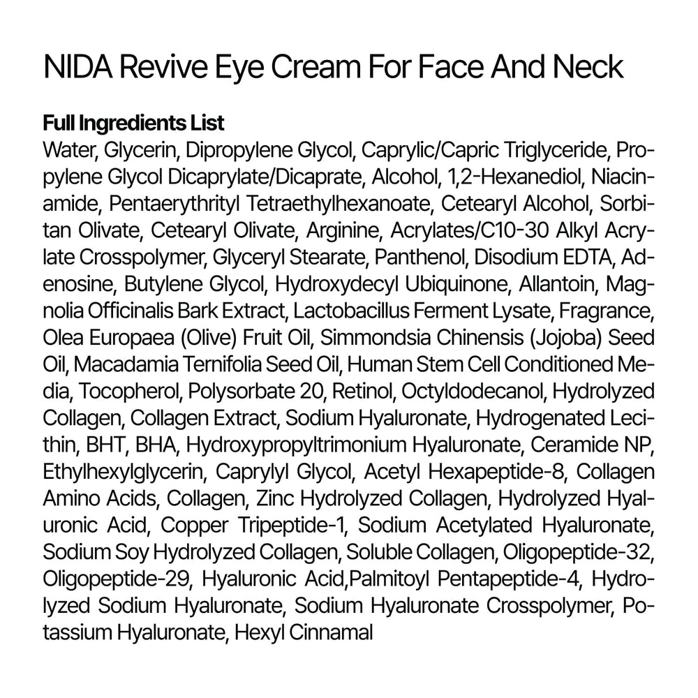 NIDA Revive Eye Cream in night routine context suggesting nourishment.