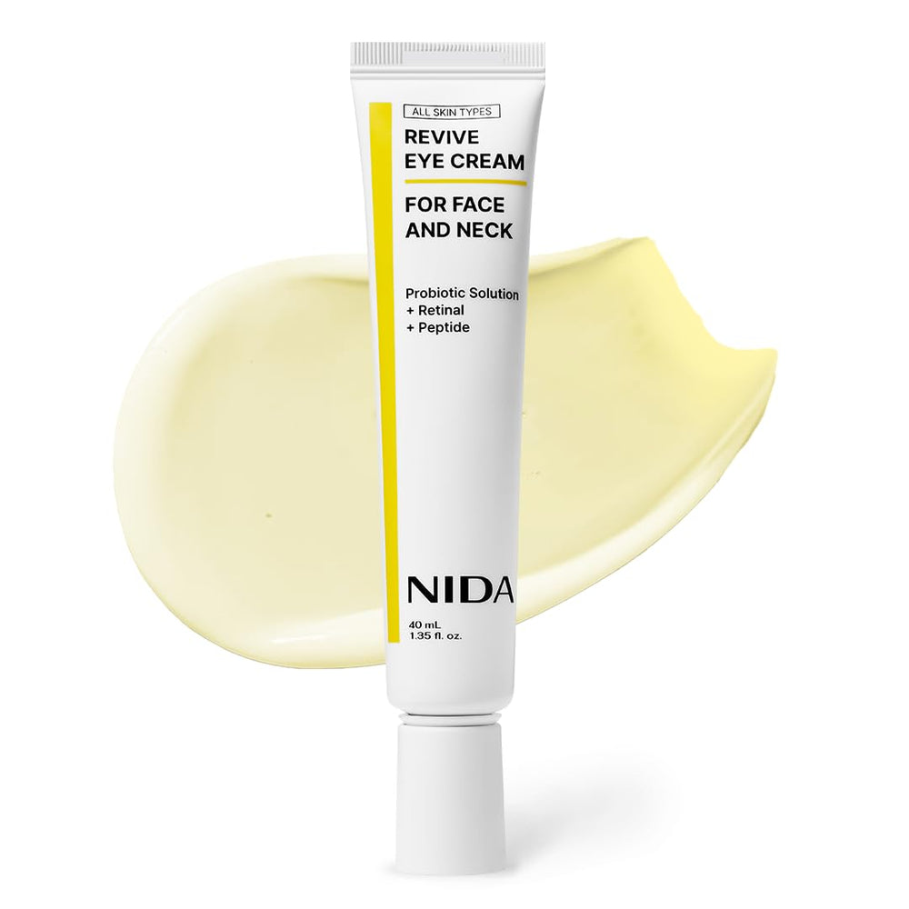 NIDA Revive Eye Cream packaging close-up for premium skincare.
