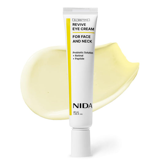 NIDA Revive Eye Cream packaging close-up for premium skincare.