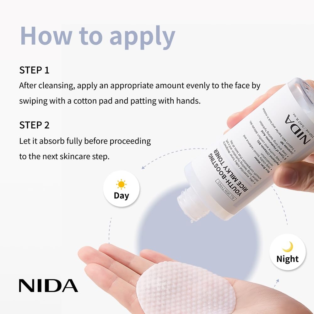 NIDA Rice Milky Toner Niacinamide for brightness and clarity