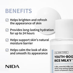 NIDA Rice Milky Toner swirl with hyaluronic acid for deep hydration