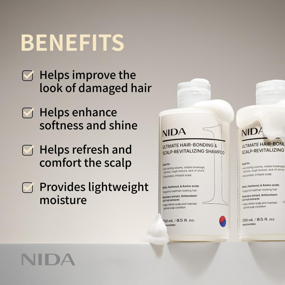 NIDA shampoo pump in use for easy, controlled scalp cleansing.