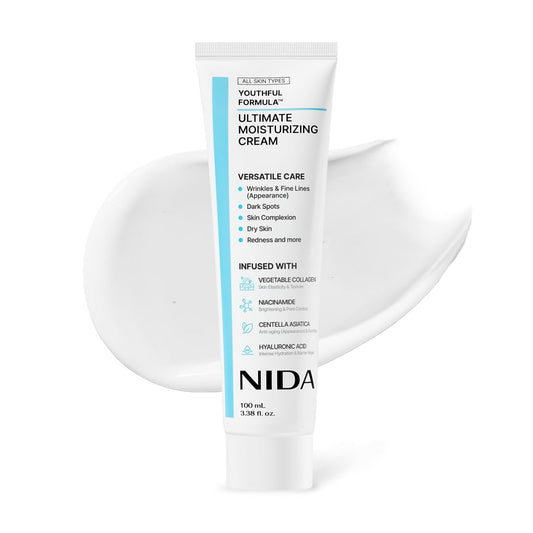 NIDA Youthful Formula jar close-up highlighting rich hydration for dry skin care