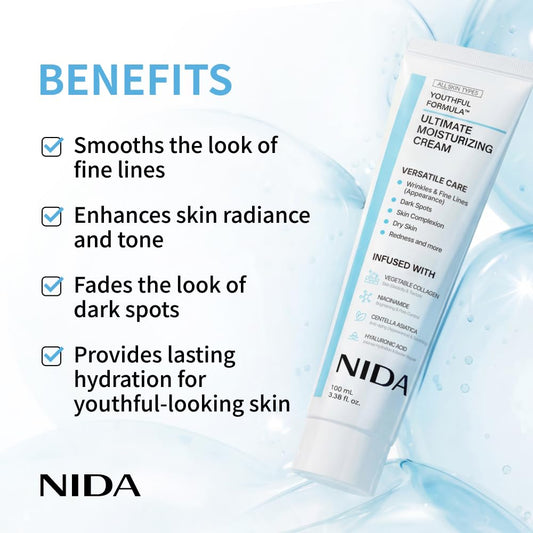 NIDA Youthful Formula cream swirl demonstrating smooth texture for easy application