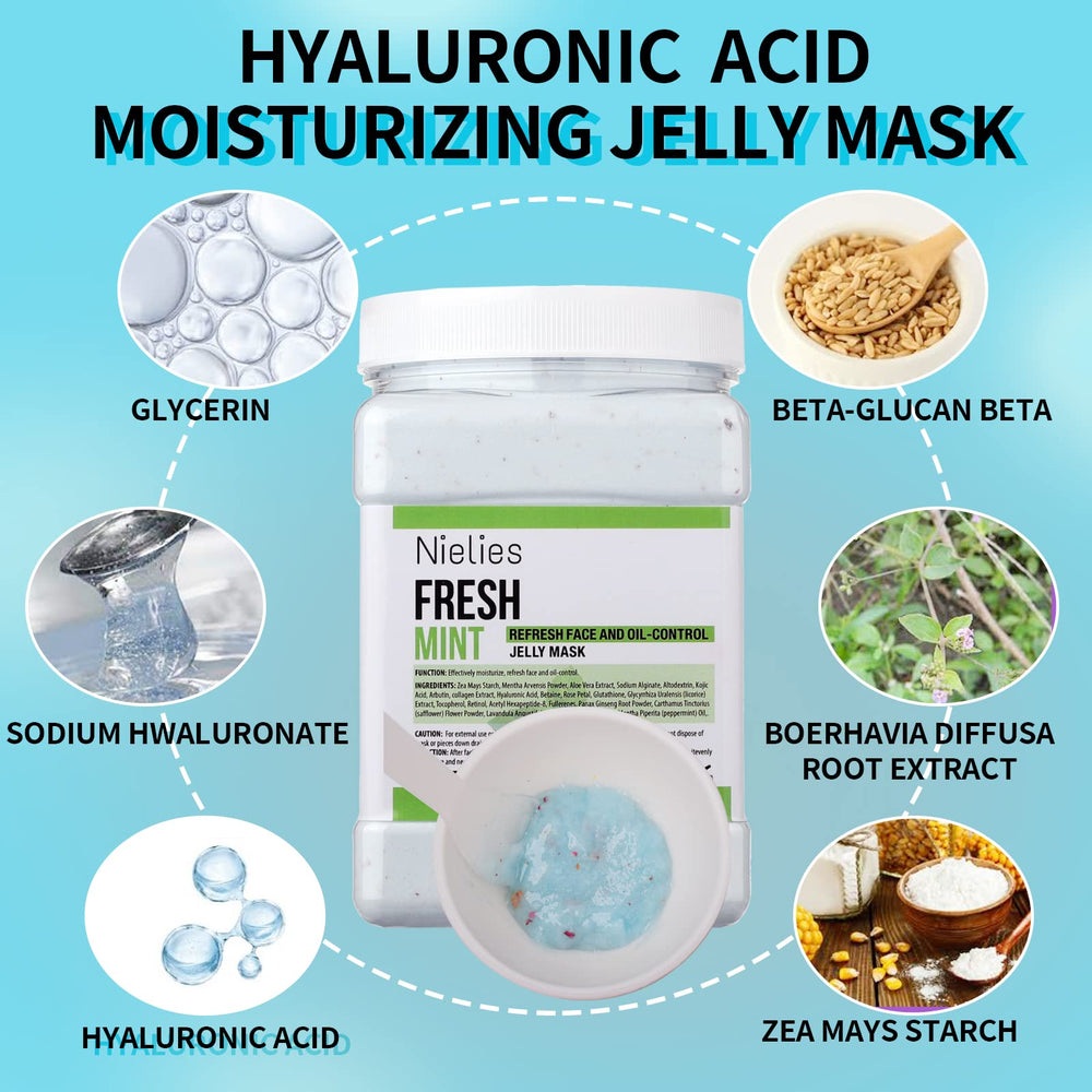 Nielies Fresh Mint jelly mask timer marks 20 minutes for quick pampering.