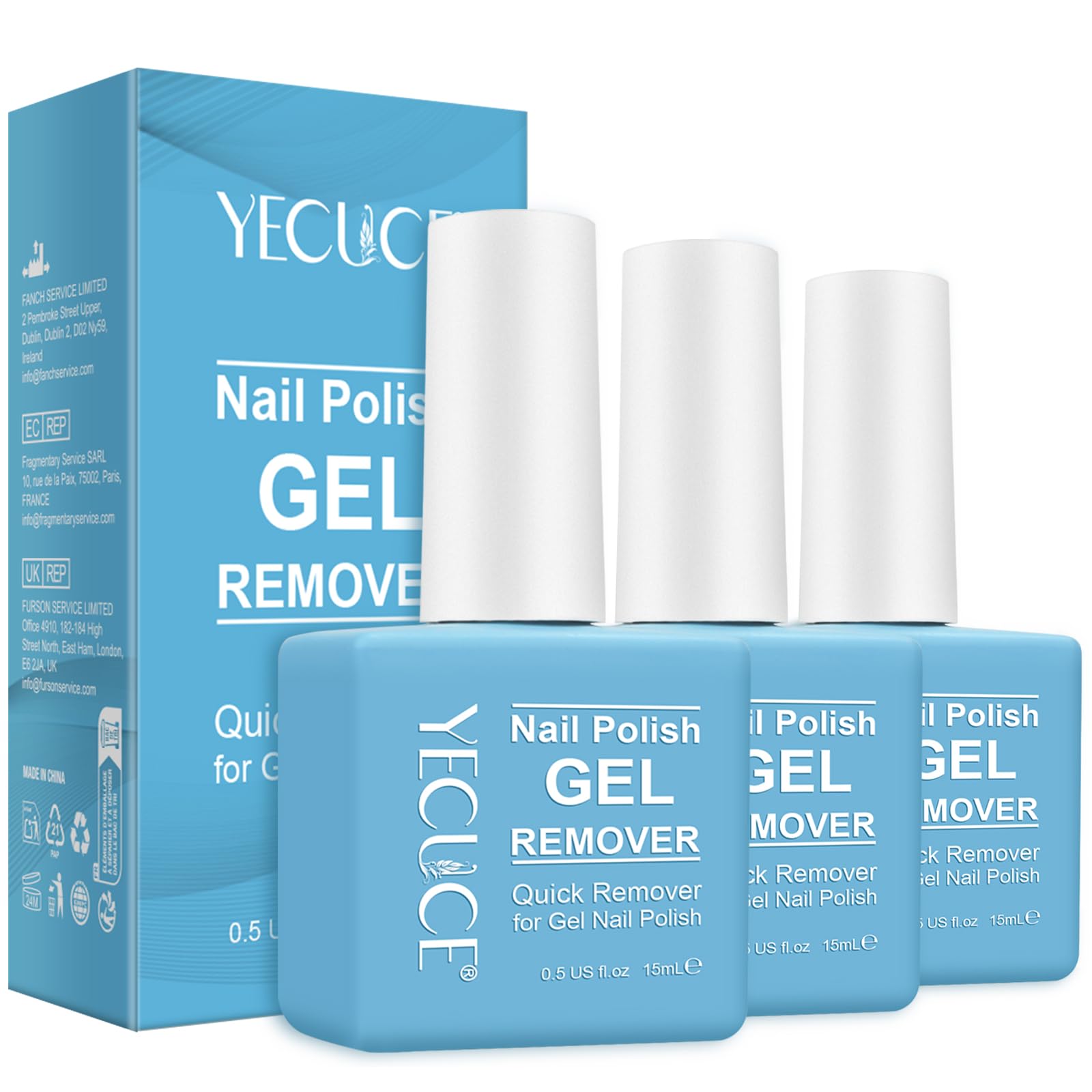 NIFEISHI gel nail polish remover 3pcs pack—compact bottle for quick removal.