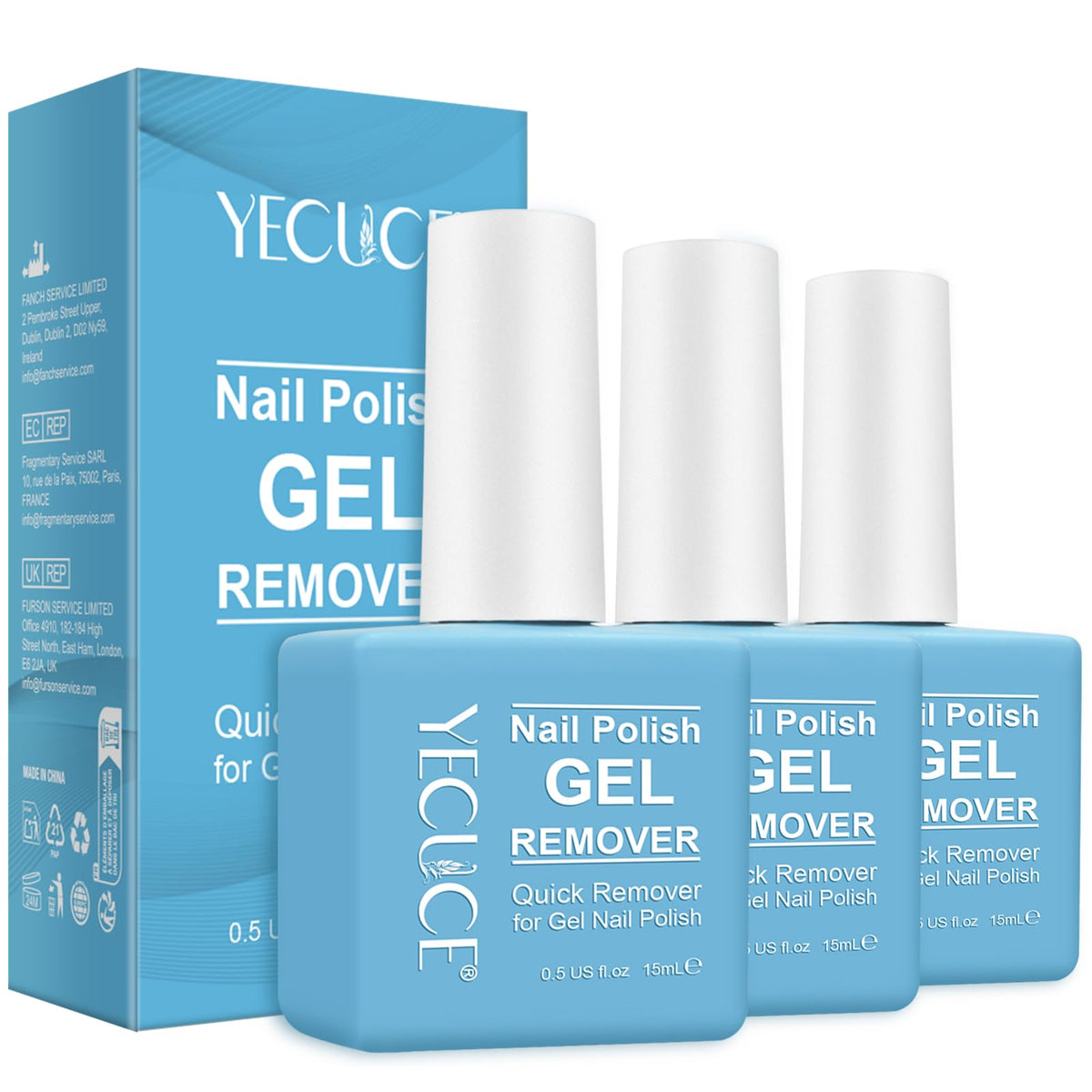 NIFEISHI gel nail polish remover 3pcs pack—compact bottle for quick removal.