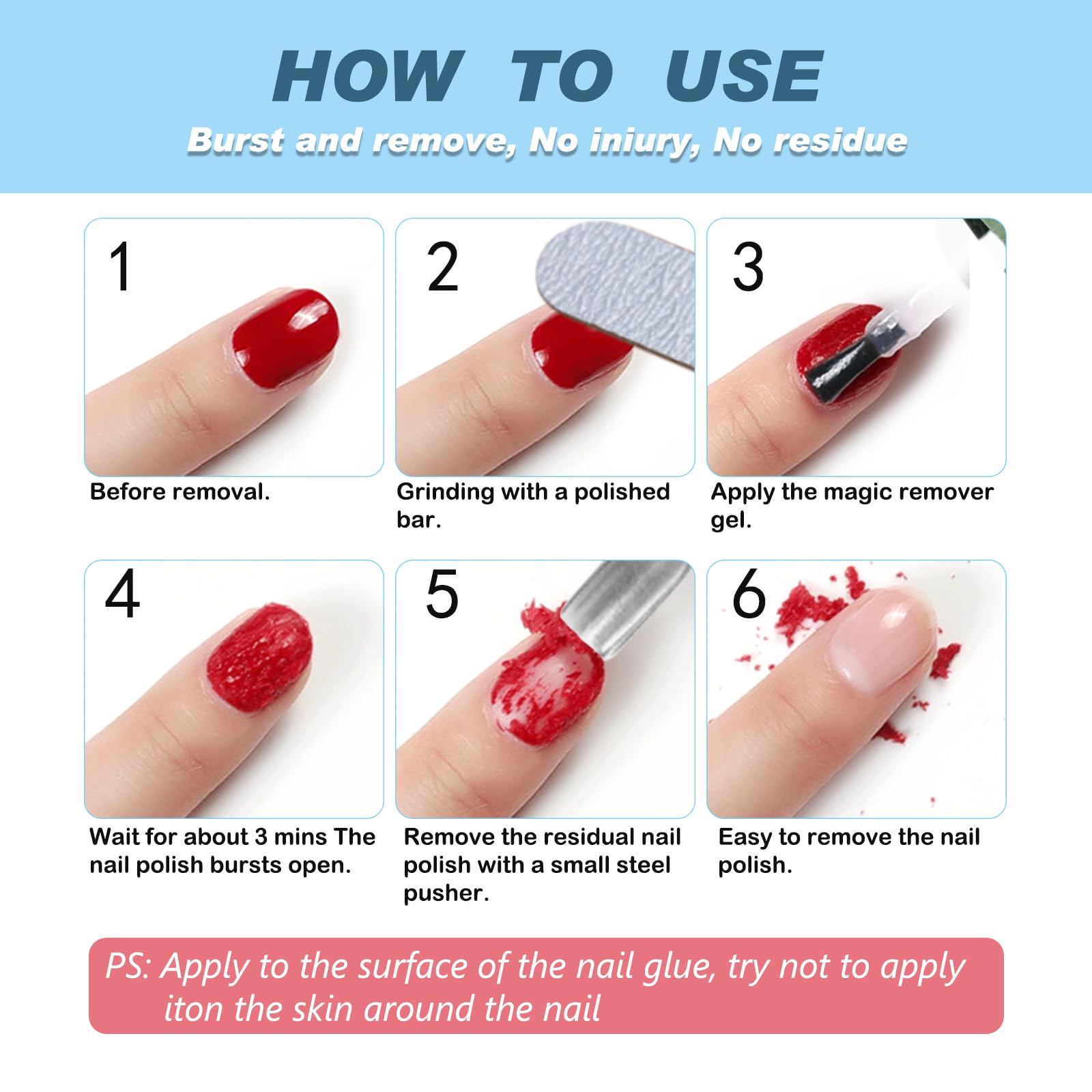 NIFEISHI gel-polish remover 3-5 min removal demo highlights no scraping needed.