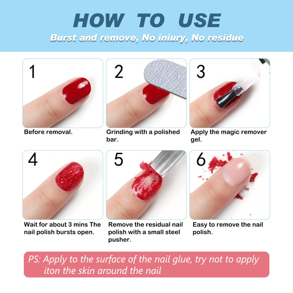NIFEISHI gel-polish remover 3-5 min removal demo highlights no scraping needed.