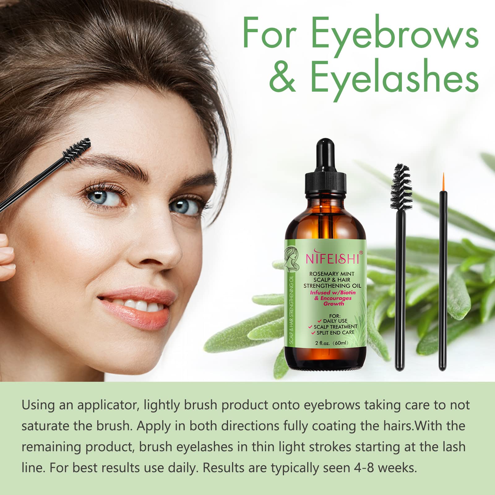 NIFEISHI rosemary oil applied to scalp for deeper conditioning.