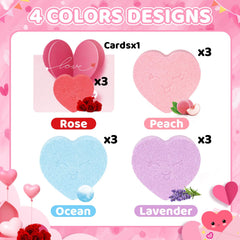 Valentine's Bath Bombs creating colorful water and bubbles for a spa-like soak.
