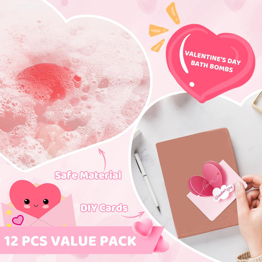 Rose-scent bath bomb from the set releasing floral fragrance and color.