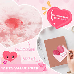 Rose-scent bath bomb from the set releasing floral fragrance and color.