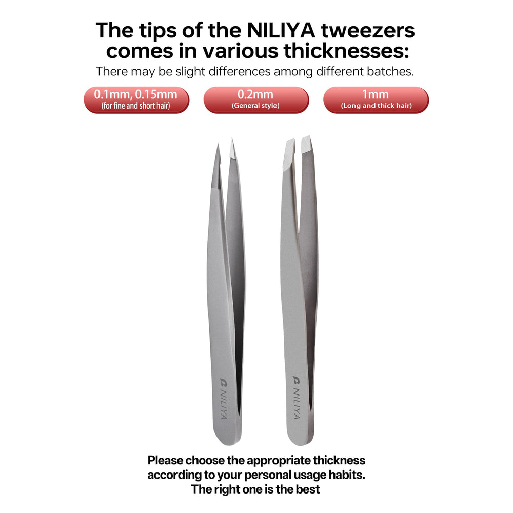 NILIYA Eyebrow Tweezers ideal for trapping fine hairs and detailing.