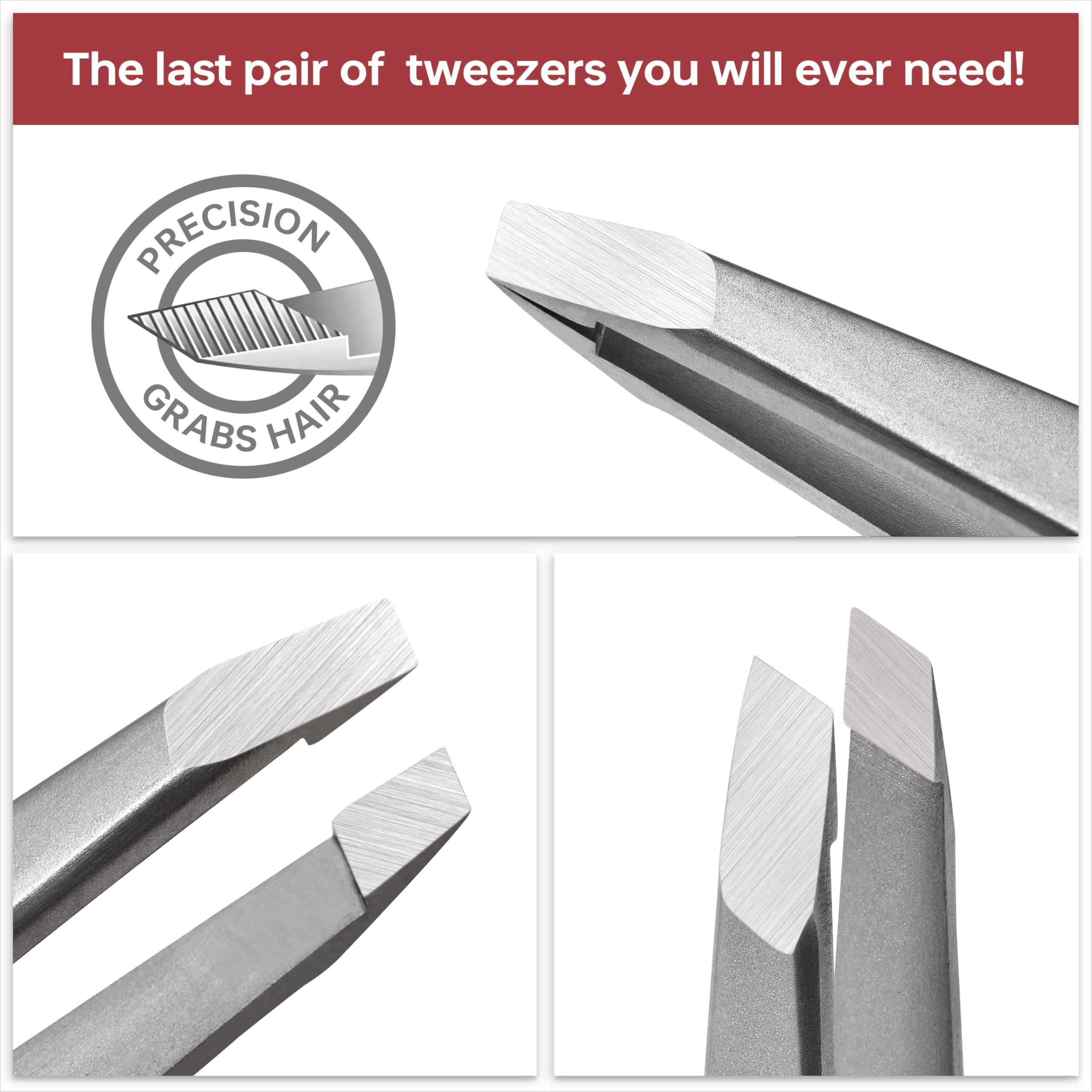 NILIYA Eyebrow Tweezers heat-treated stainless steel for durability and long-lasting use.
