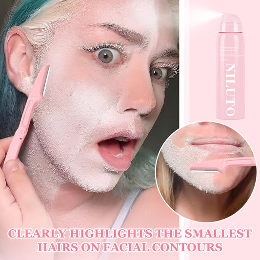 NILUTO Hair Identifier Spray pink 2-pack close-up during application.