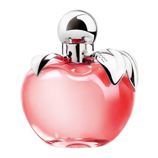 Close-up of the Nina fragrance bottle showing label and craftsmanship details.