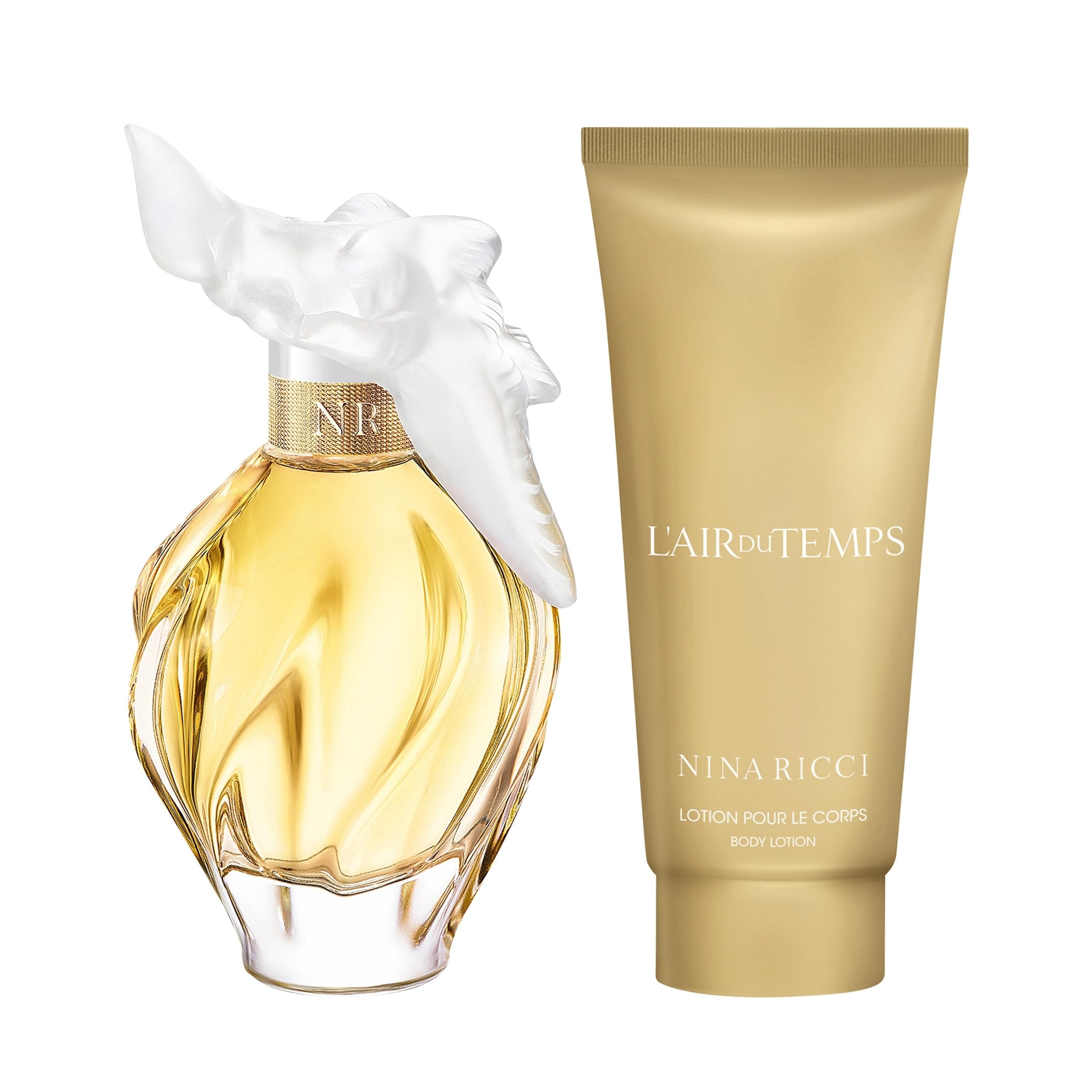Nina Ricci L'Air Du Temps body lotion bottle, nourishes skin with subtle scent.