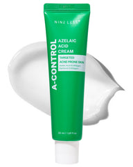 NINELESS A-Control Azelaic Cream bottle front promoting clearer, balanced skin.