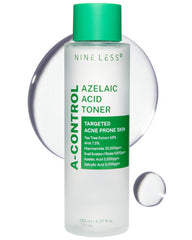 NINELESS A-Control Azelaic Toner bottle front highlights pores refinement and gentle exfoliation.