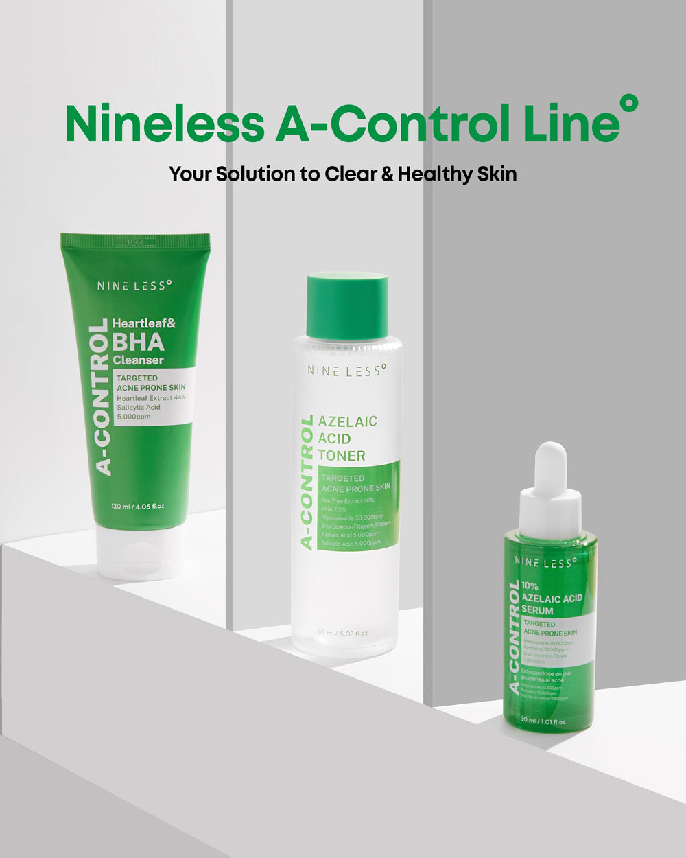 NINELESS A-Control Toner sits in bathroom routine for daily use.