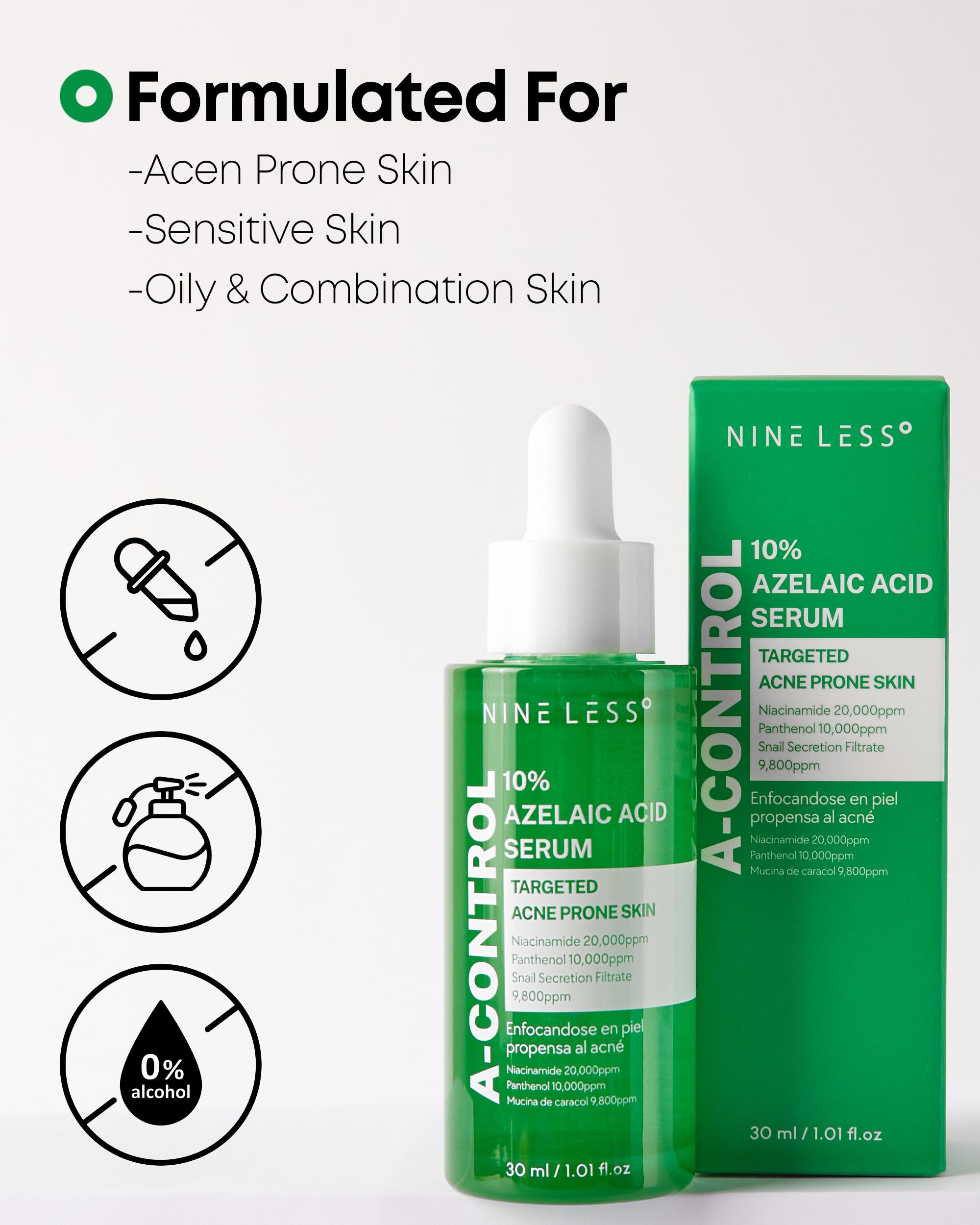 NINELESS azelaic serum-matte-finish helps skin look refined and less shiny