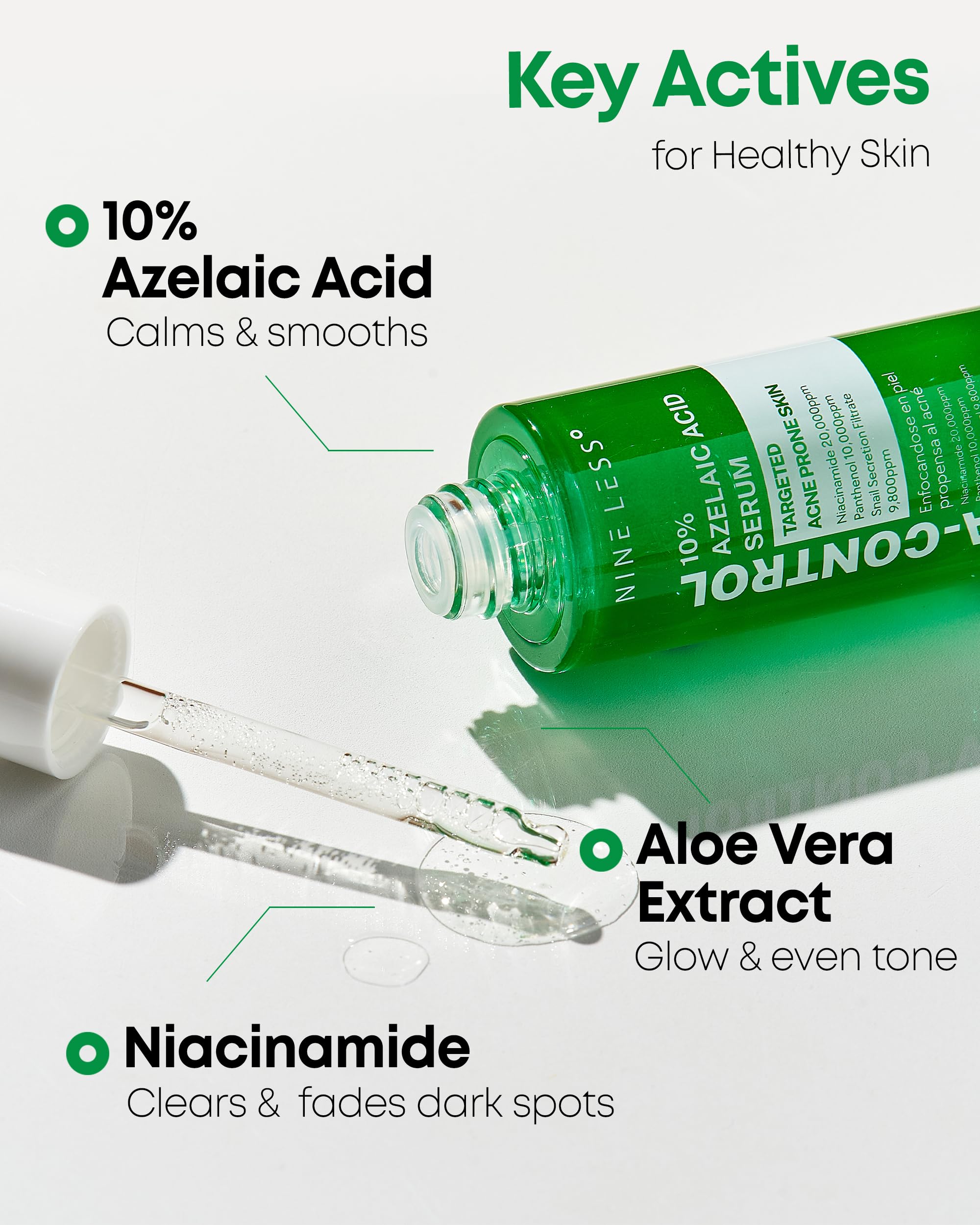 NINELESS azelaic serum-skin-texture improves smoothness with regular application