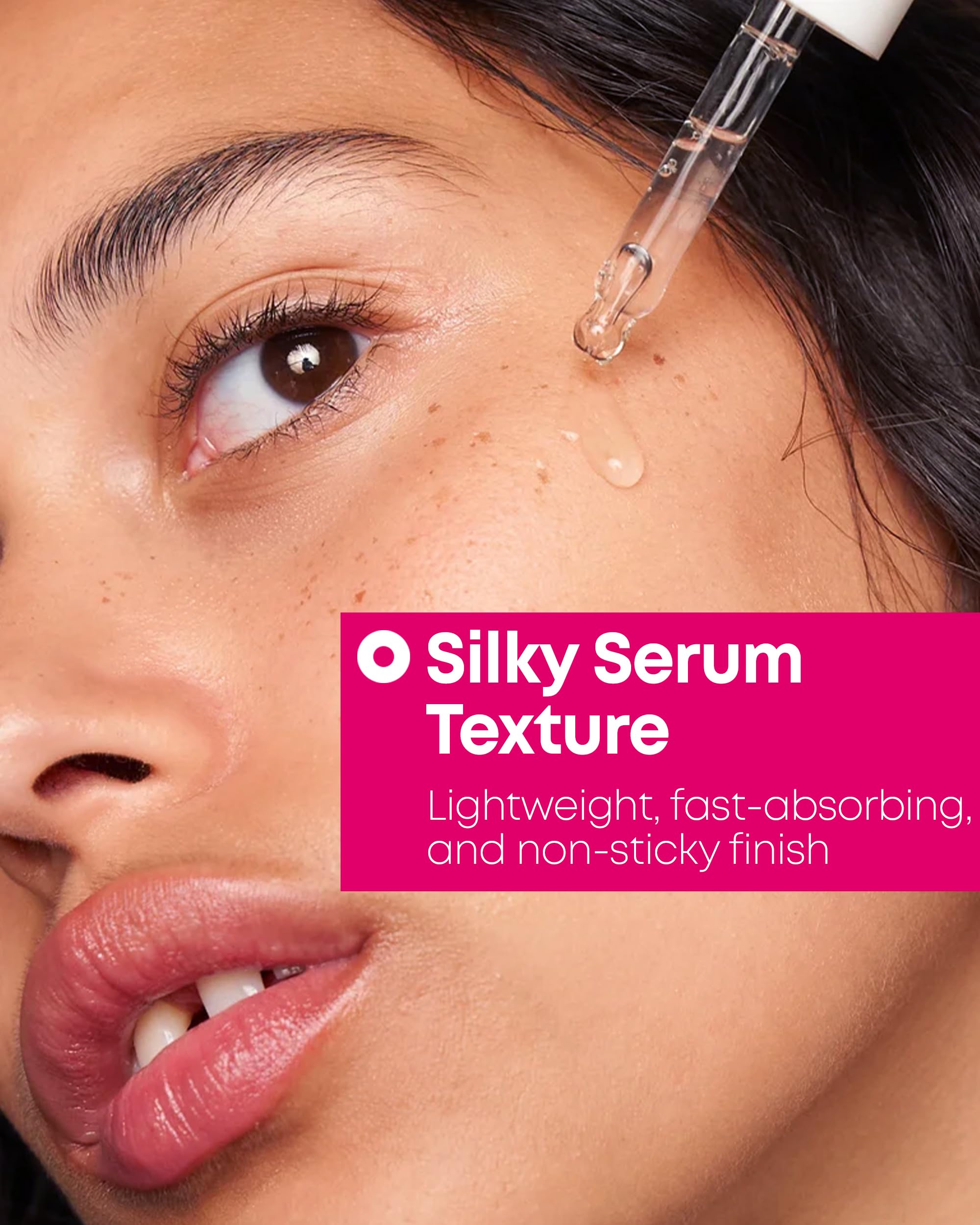 NINELESS B-Boost serum texture close-up shows light-weight formula