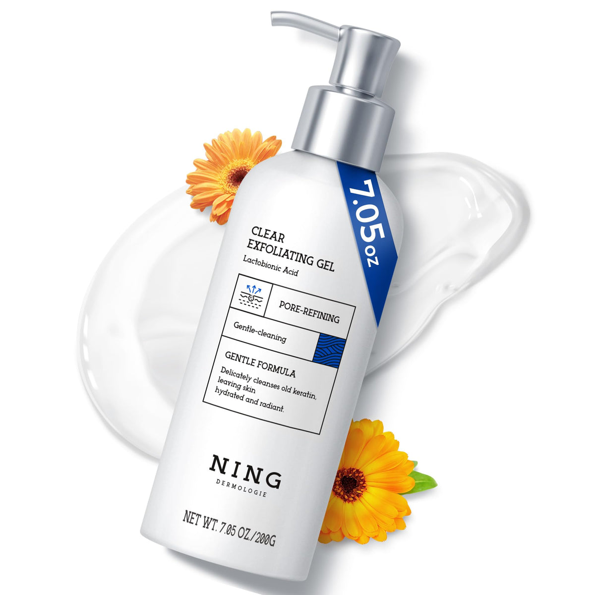 NING DERMOLOGIE Exfoliating Face Scrub bottle for gentle exfoliation and smoother skin